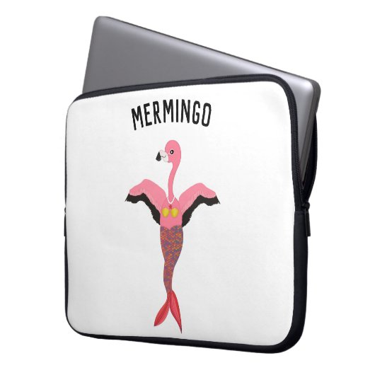 Funny Pink Magical Mermaid Flamingo Mermingo Laptopschutzhülle (Vorderseite Links)