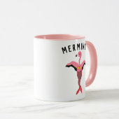 Funny Pink Magical Mermaid Flamingo Mermingo Tasse (VorderseiteRechts)