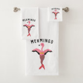 Funny Pink Mermingo Flamingo Mermaid Matching Badhandtuch Set (Insitu)