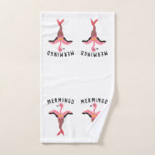 Funny Pink Mermingo Flamingo Mermaid Matching Badhandtuch Set (Handtuch)