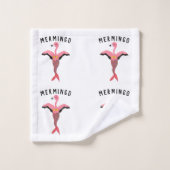 Funny Pink Mermingo Flamingo Mermaid Matching Badhandtuch Set (Waschlappen)