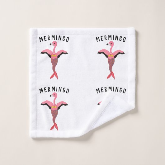Funny Pink Mermingo Flamingo Mermaid Matching Badhandtuch Set (Waschlappen)