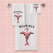 Funny Pink Mermingo Flamingo Mermaid Matching Badhandtuch Set