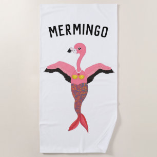 Funny Pink Mermingo Flamingo Mermaid Sommer Handtu Strandtuch