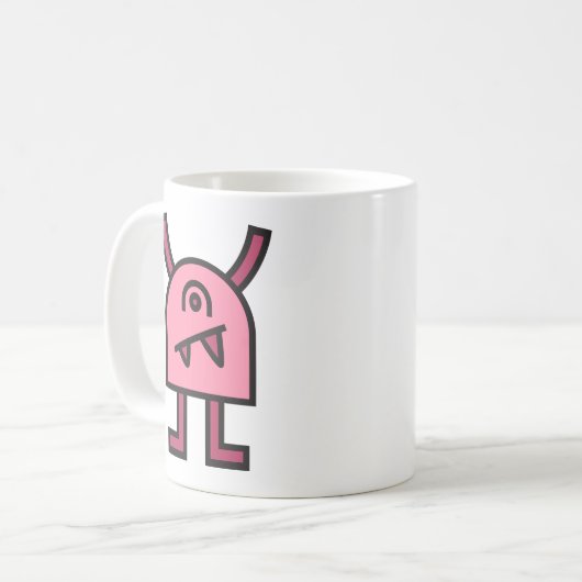 Funny Pink Monster Character Kaffeetasse (Vorderseite Links)