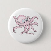 Funny Pink Octopus Button (Vorderseite)