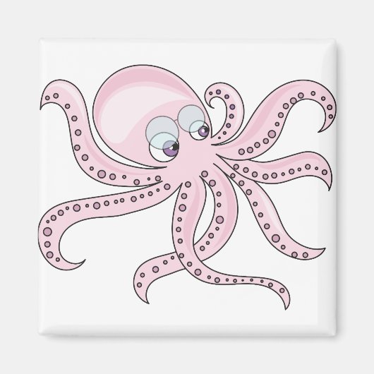 Funny Pink Octopus Magnet (Vorne)