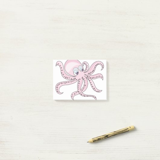 Funny Pink Octopus Post-it Klebezettel (Auf Schreibtisch)