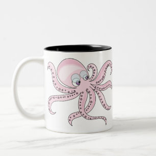 Funny Pink Octopus Zweifarbige Tasse