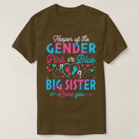 Funny Pink oder Blue Big Sister Lieben Sie Geschle T-Shirt (Design vorne)