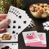 Funny Pink Owl Kinder Personalisiertes Spielkarten (In Situ)