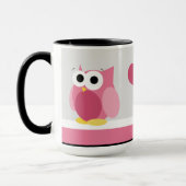 Funny Pink Owl mit Herz - 15 oz Tasse (Links)