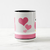 Funny Pink Owl mit Herz - 15 oz Tasse (Zentrum)