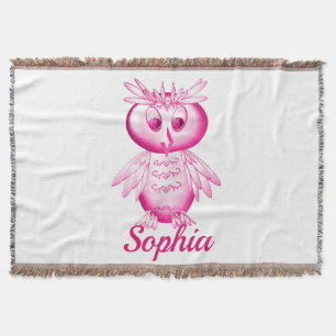 Funny Pink Owl Personalisierte Kinder Decke