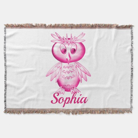 Funny Pink Owl Personalisierte Kinder Decke (Vorderseite)