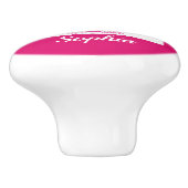 Funny Pink Owl Personalisierte Kinder Keramikknauf (Seitenansicht)