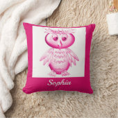 Funny Pink Owl Personalisierte Kinder Kissen (Decke)
