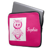 Funny Pink Owl Personalisierte Kinder Laptopschutzhülle (Vorderseite Links)