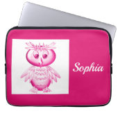 Funny Pink Owl Personalisierte Kinder Laptopschutzhülle (Vorderseite)