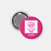 Funny Pink Owl Personalisierte Kinder Magnet (Vorderseite/Rückseite)
