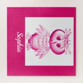 Funny Pink Owl Personalisierte Kinder Puzzle (Horizontal)