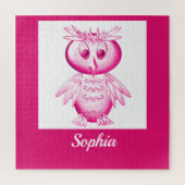 Funny Pink Owl Personalisierte Kinder Puzzle (Vertikal)