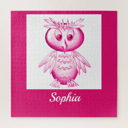 Funny Pink Owl Personalisierte Kinder Puzzle (Vertikal)