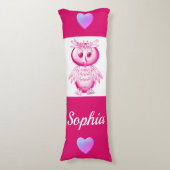 Funny Pink Owl Personalisierte Kinder Seitenschläferkissen (Vorderseite Vertikal)