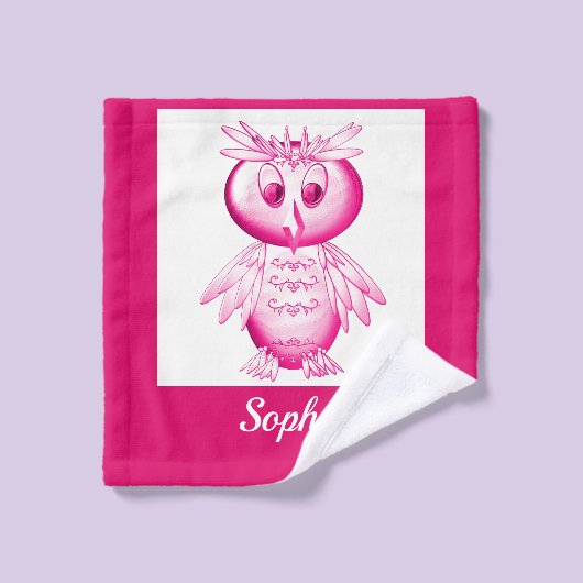 Funny Pink Owl Personalisierte Kinder Waschlappen (Waschlappen)