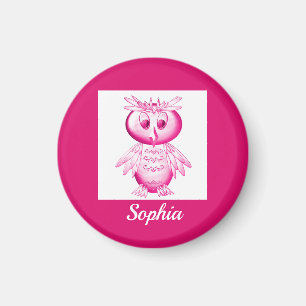 Funny Pink Owl Personalized kids Magnet