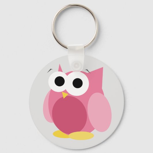 Funny Pink Owl Schlüsselanhänger (Vorderseite)
