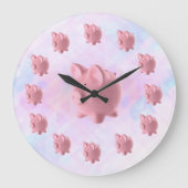 Funny Pink Pig Design Große Wanduhr (Vorderseite)