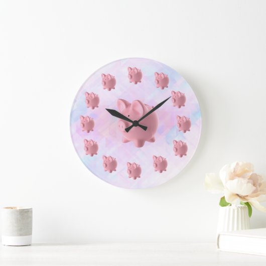Funny Pink Pig Design Große Wanduhr (Zuhause)