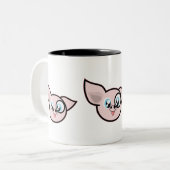Funny Pink Pig Head Zweifarbige Tasse (Vorderseite Links)