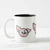 Funny Pink Pig Head Zweifarbige Tasse (Links)