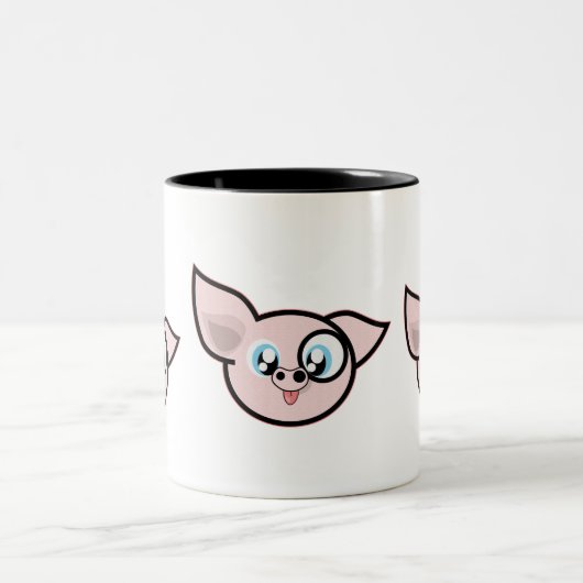 Funny Pink Pig Head Zweifarbige Tasse (Mittel)