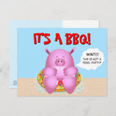 Funny Pink Pig | PARTY Einladungspostkarte (Vorne/Hinten)