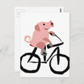 Funny Pink Pig Reiten Fahrrad Postkarte (Vorne/Hinten)