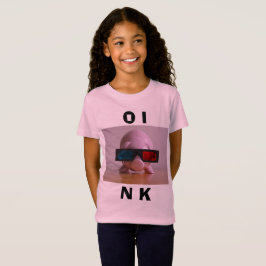 Funny Pink Piggy Bank in 3D Gläser T-Shirt