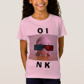 Funny Pink Piggy Bank in 3D Gläser T-Shirt (Vorderseite)
