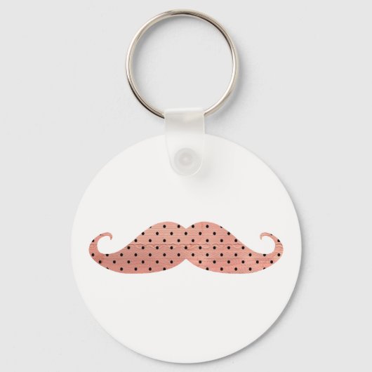 Funny Pink Polka Dots Mustache Schlüsselanhänger (Vorderseite)