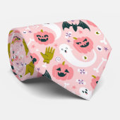 Funny Pink Pumpkin Niedlich White Ghost Bat Hallow Krawatte (Gerollt)