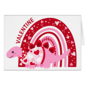 Funny Pink Rainbow Dinosaur Valentine (Vorderseite (Horizontal))