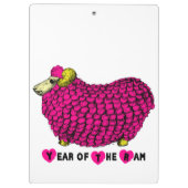 Funny Pink Ram Chinese Year Zodiac Clipboard Klemmbrett (Rückseite)