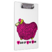 Funny Pink Ram Chinese Year Zodiac Clipboard Klemmbrett (Rechts)