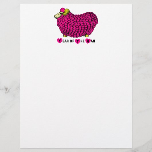 Funny Pink Ram Chinese Year Zodiac Letterhead (Vorderseite)