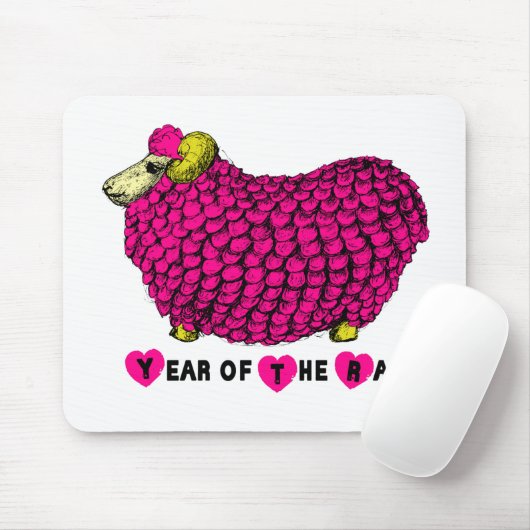Funny Pink Ram Chinese Year Zodiac Mousepad (Mit Mouse)