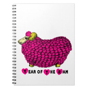 Funny Pink Ram Chinese Year Zodiac Notebook Notizblock