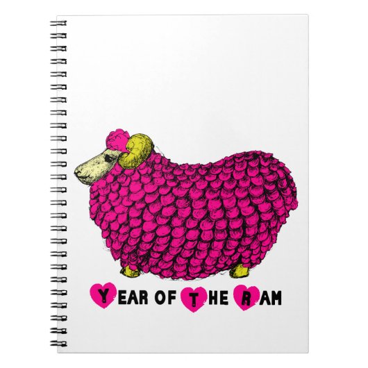 Funny Pink Ram Chinese Year Zodiac Notebook Notizblock (Vorderseite)