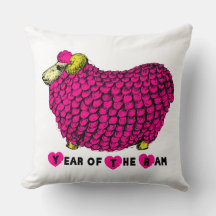 Funny Pink Ram Chinese Year Zodiac Square P